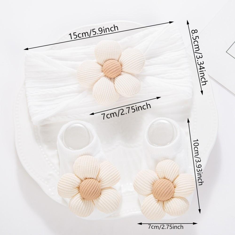 Elastic Infant Flower Headband Soft Cotton Baby Girl Sock Set Baby Headband Socks Set For Newborn