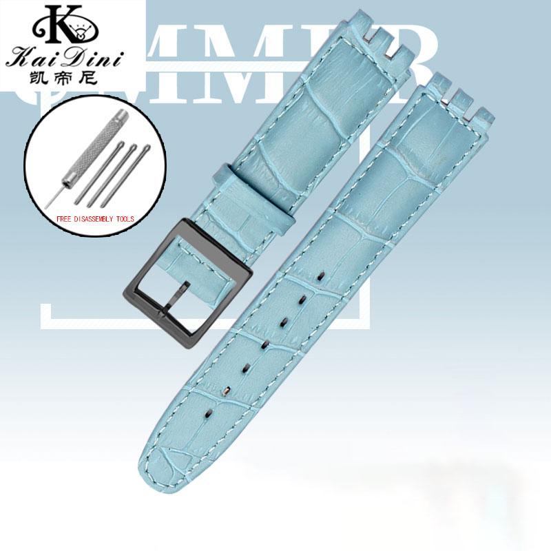 17 мм 19 мм Кожаный Ремешок для Часов SWATCH Натуральная Кожаная Браслет Мужчины Женщины Водонепроницаемый Спортивный Запасной Ремешок