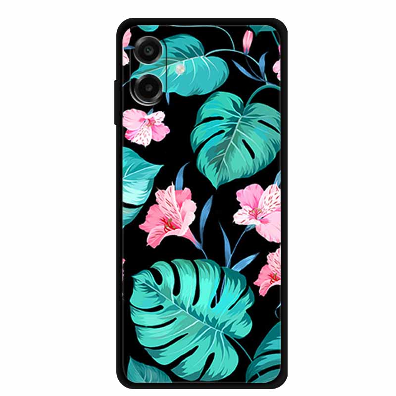 3D Силиконовый Чехол Для Samsung Galaxy A07 4G Чехол Рельефный Тиснение Цветы Черный Мягкая Задняя Крышка Чехлы Для Samsung Galaxy A17 Чехлы