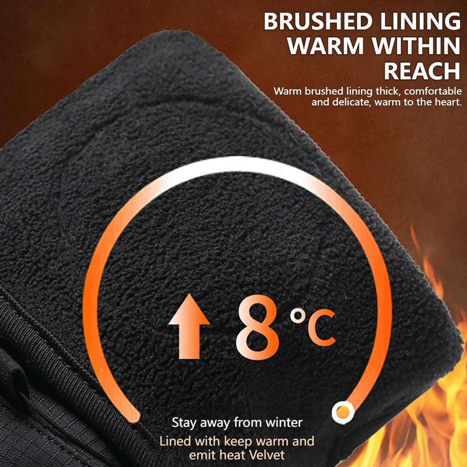 1Pair Cycling Gloves Winter Velvet Touch Screen Waterproof Windproof Fitness Outdoor Sports Rotary Flip-top Gloves Unisex