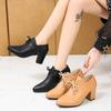 Fashion 2024 Spring Summer Woman Fashion Pointed Toe Small Leather Pumps Ladies British Style High Heel Lace Up Plus Size Women Shoes 44