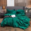 Solid Color Simulation Silk Bedding Bed Sheet Quilt Cover Pillowcase 4-piece Set