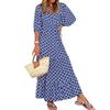 Women Floral Print Bohemian Long Dress Loose V-Neck Fashion Summer Beach Dress