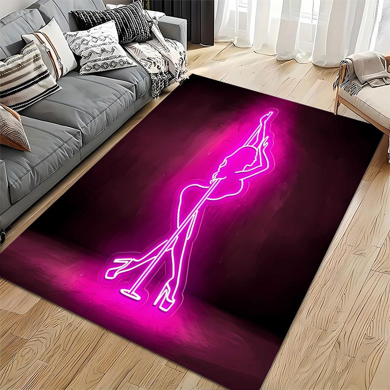 Neon Dance Silhouette Carpet suitable as a non-slip mat for the living room or bedroom sofa