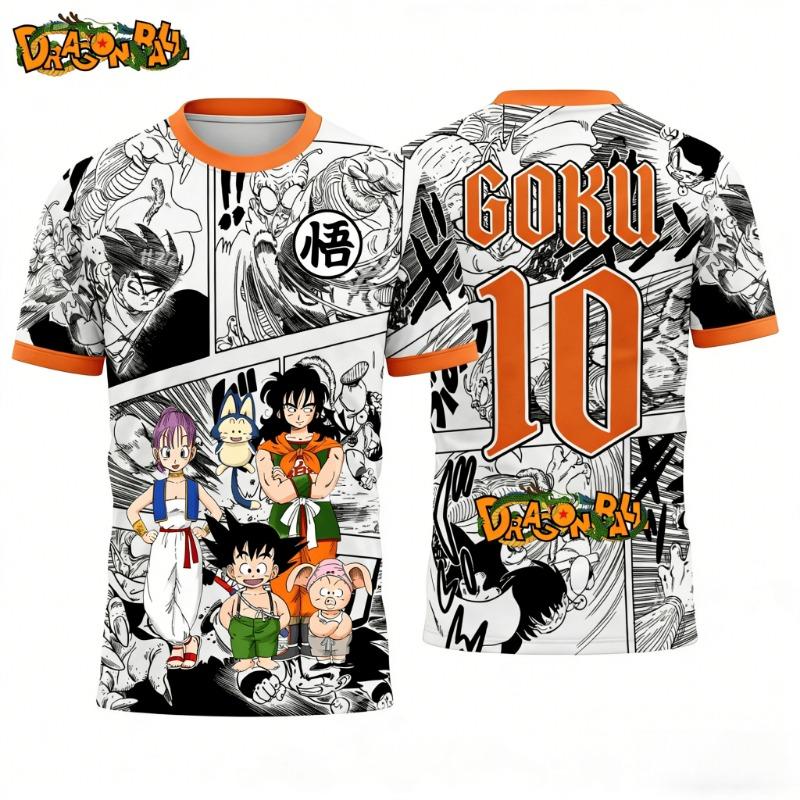 Летняя футболка оверсайз Dragon Ball 2026 Высококачественная 3D-печать Kid Goku и Классический Персонаж Панель Манги Унисекс Ретро Y2K Футболка