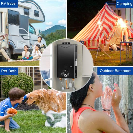Tankless Water Heaters 4.21GPM 16L, Outdoor Portable Gas Hot Water Heaters, Fast Constant Temperature Water Heaters, Portable Water Heaters with