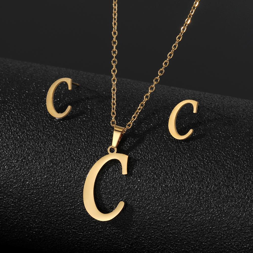 2023 Новые студенческие серьги, милые роскошные серьги-ожерелья, набор серег с буквами AZ, ожерелье, серьги, набор украшений, комплект из трех частей, серьги