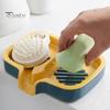 Soap Dish Fast Drainage Dual Compartment Soap Holder Double-layered Soap Storage Box for Home Bathroom