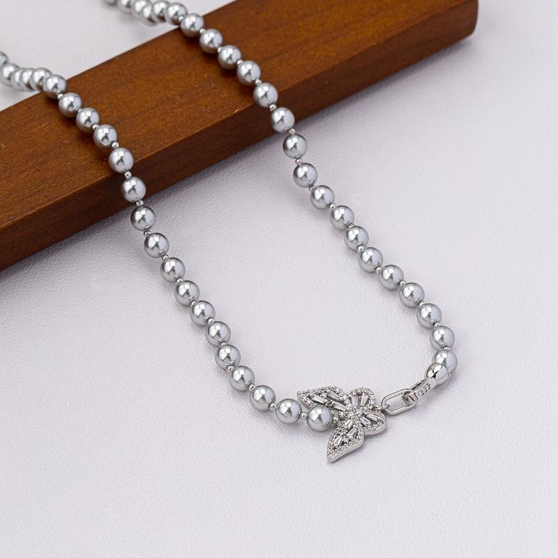 Zirconium bow Shijia pearl necklace women's fashion autumn and winter niche high-end new light luxury women's sweater chain