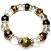Power Stone Natural Stone Bracelet for Men Financial Career Tiger Eye Crystal Black Onyx Emperor Dragon Gold Carving Onyx Prayer Beads Comes with a