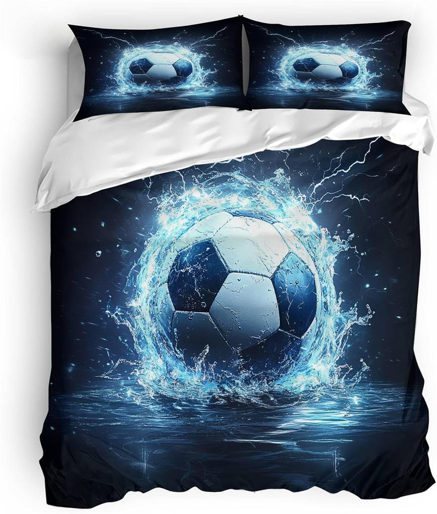 Комплекты пододеяльников для односпальной кровати, Постельный комплект Футбол Мягкий Микрофибра Полиэстер Спортивный Набор пододеяльника с 1 наволочкой 75*50см