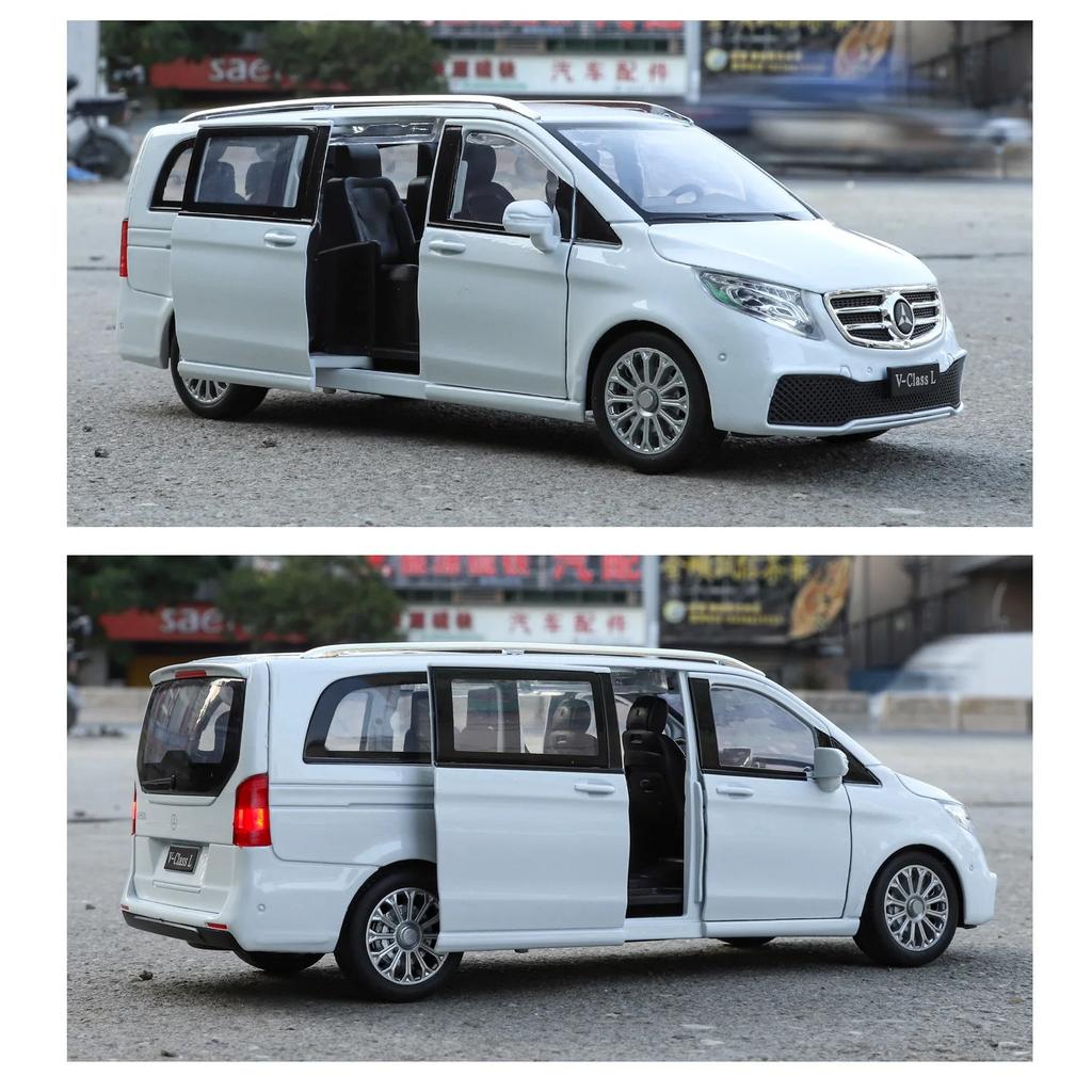 НОВЫЙ 1/24 Benz V260 MPV Модель автомобиля из сплава Игрушка Литье под давлением Звук и свет Машинка на оттяжке Игрушки для детей Транспортное средство