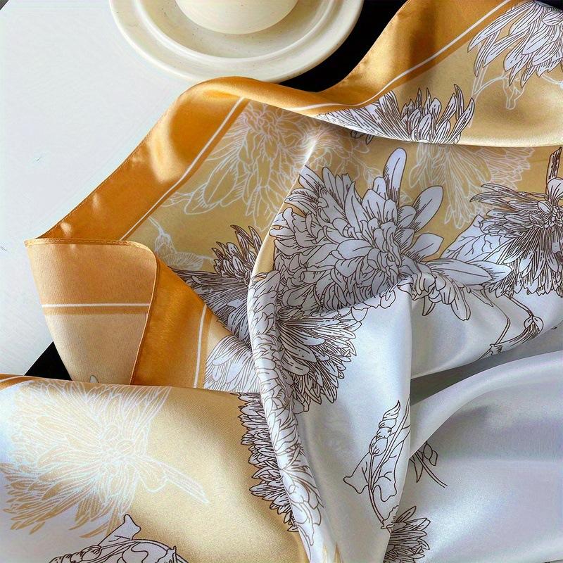 Шелковый платок 90 * 90 см Женский квадратный платок Новый печатный Ретро платок Баотоу Сатиновый платок
