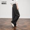 Lyocell cotton blended straight leg pants for women's casual pants, loose and slimming, floor length wide leg pants