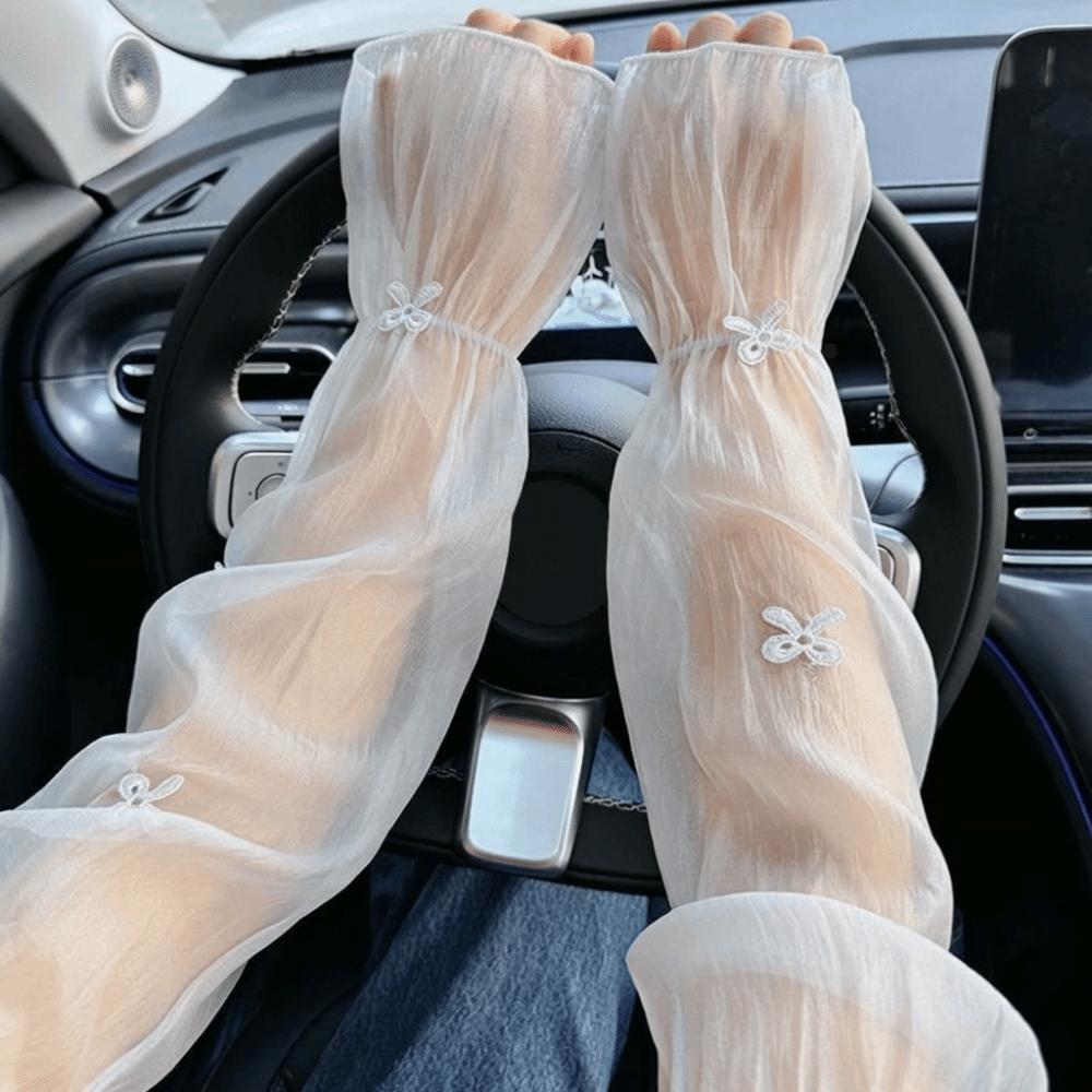 1 Pair Wide Fairy Style Arm Cover Bow Ice Sleeves Stylish Sun Protection Sleeves Summer