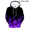 3-14 лет Детская толстовка с капюшоном с синим и фиолетовым принтом 3D Fire Flame Одежда для мальчиков и девочек Толстовки с капюшоном Свитшот Пальто Harajuku
