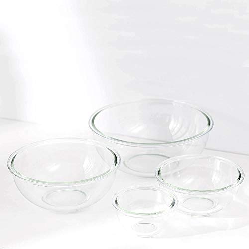 Pearl Metal Heat-Resistant Glass Bowls, 4-Piece Set (180ml, 500ml, 1000ml, 2000ml), Clear, AZ-5567