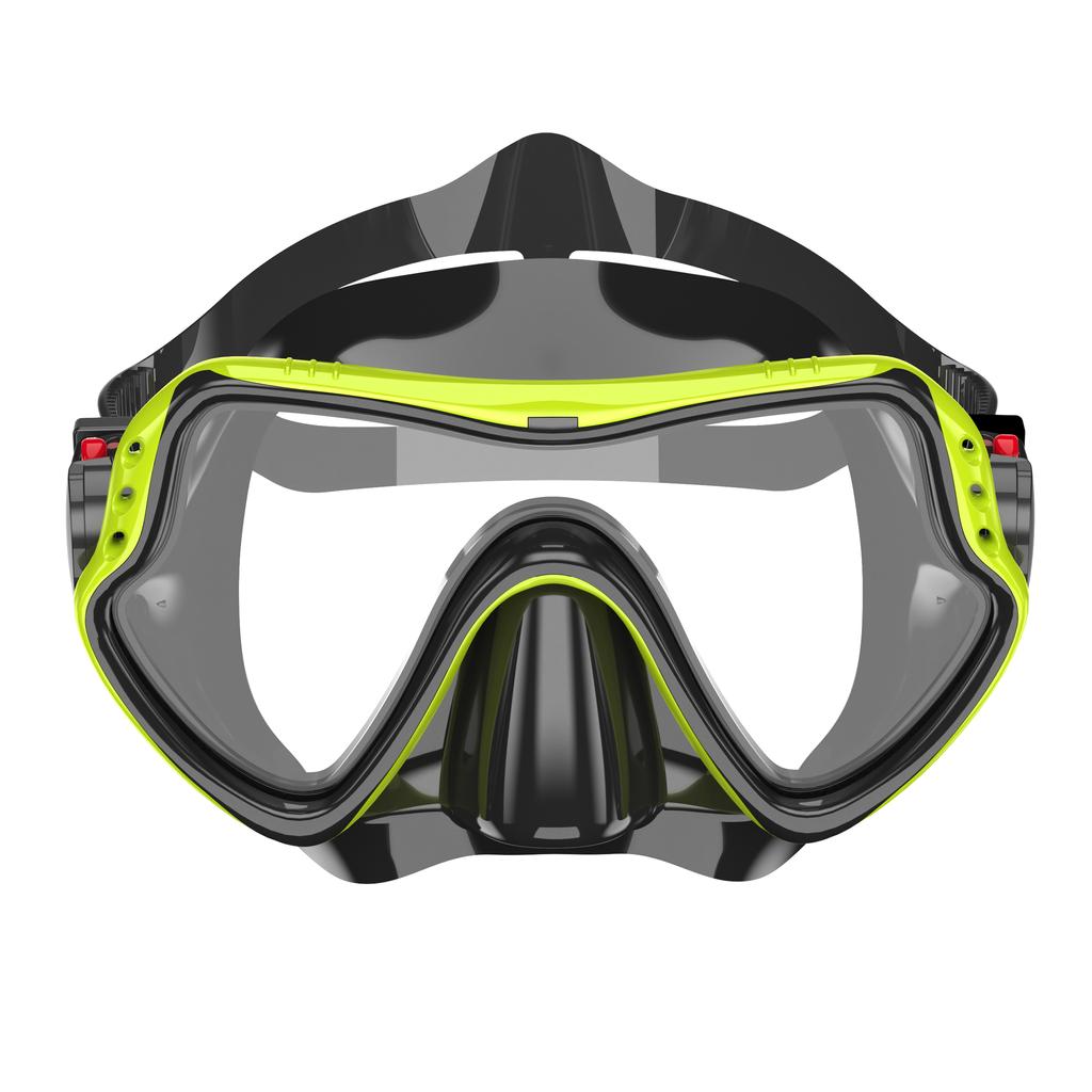 Diving Mask Swimming Goggles Scuba Snorkel Silicone Skirt Tempered Glass Panoramic HD for Adult Youth Anti-Fog with Nose Cover