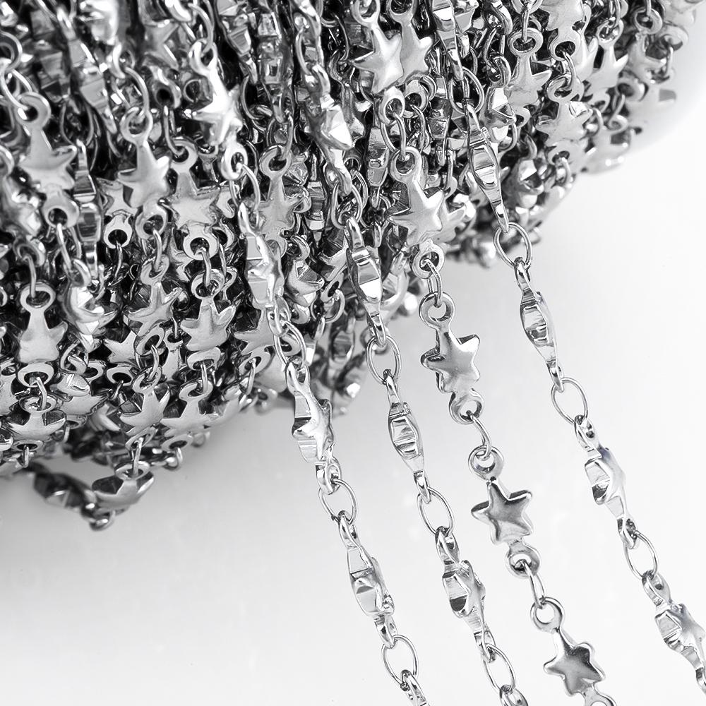 1M Stainless Steel Printed Dot Striped Square Necklace Chain Geometry Link Chains DIY Bracelet Accessory Jewelry Making Supplies