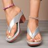 Summer Fashion Sexy Banquet PU Herringbone High Heels Women's Casual New Style Daily Large Size Roman Comfortable Sandals