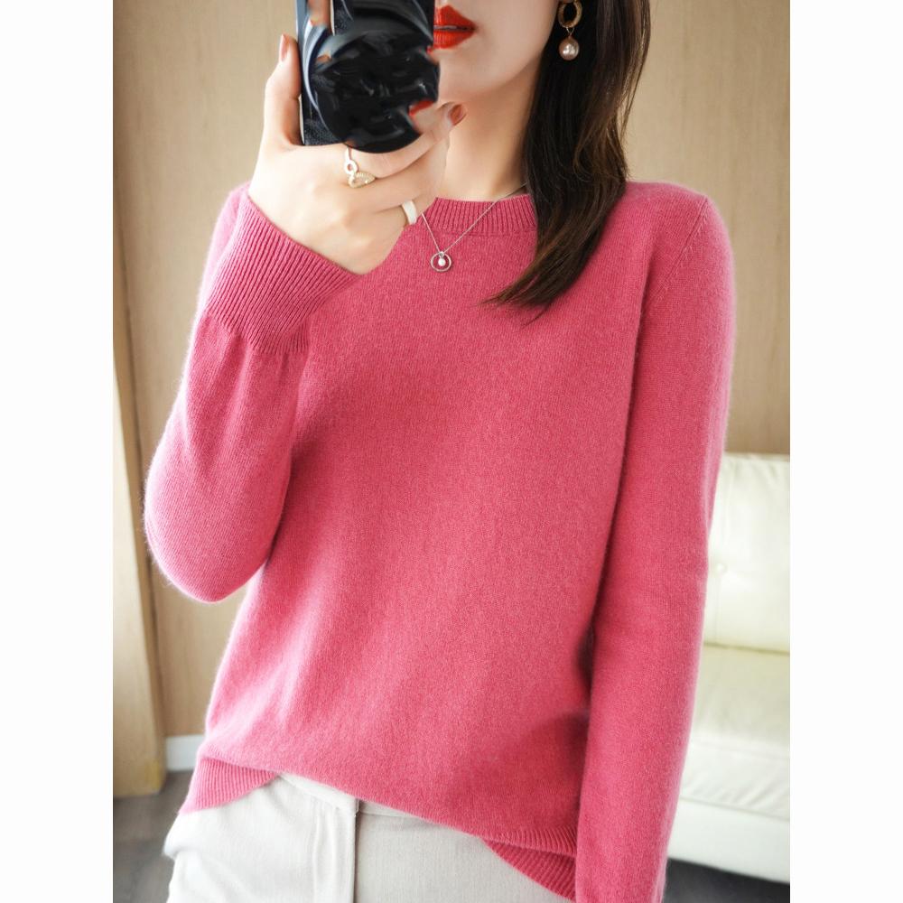 Свитера с круглым вырезом, пуловер, женский теплый свитер с длинными рукавами, однотонная рубашка на осень-зиму, кашемировый стиль для путешествий