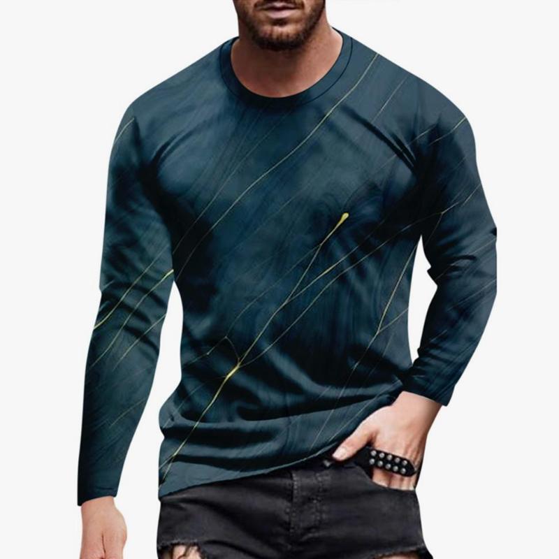 Spring Autumn Men Casual 3D Digital Print Hip Hop T Shirt Men Sport Long Sleeve Round Neck Fitness Tops T Shirt