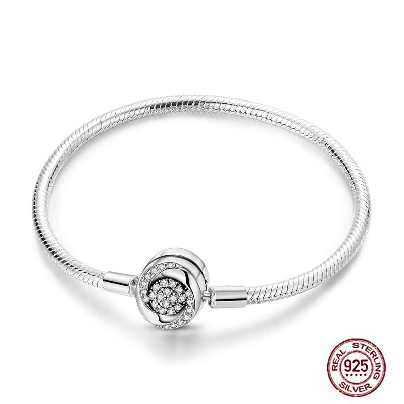 17-20CM Star Moon Bracelet 925 Copper Pink Heart Clover Charms Snake Chain Luminous Bracelet For Women DIY Birthday Zircon Gift