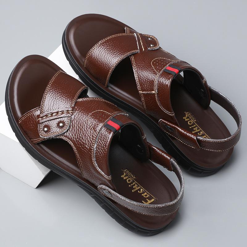 Модные новые мужские летние сандалии больших размеров, большие пляжные туфли, мягкие кожаные сандалии zapatos hombre zapatos hombre H169