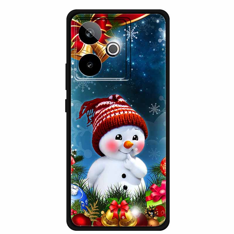 Рождественский чехол для Realme GT7 GT 7 7T Черные силиконовые чехлы для Realme GT 7T Мультяшный Санта-Клаус Елка Задняя крышка