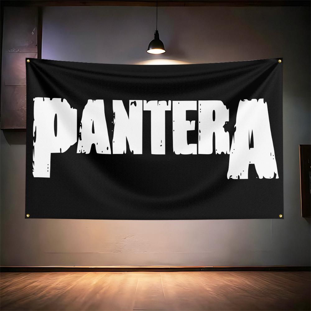 Флаг Рок-музыки 3x5 футов Для фанатов группы Pantera Баннер HD-печать Латунные люверсы Декор стены гаража, спальни, гостиной, общежития Гобелен