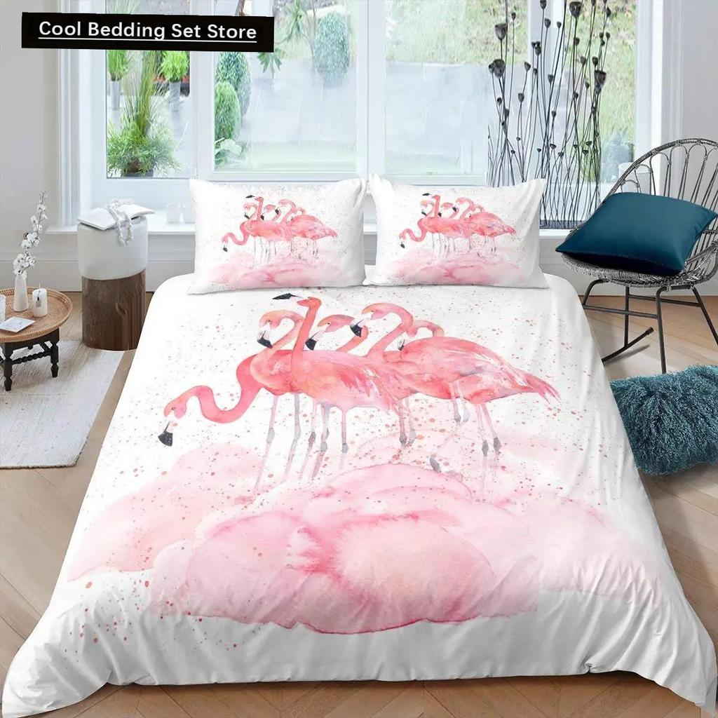 Фламинго пододеяльник комплект постельного белья для девочек цветы тропические животные розовый цветочный полиэстер одеяло покрывало для девочек детей женщин
