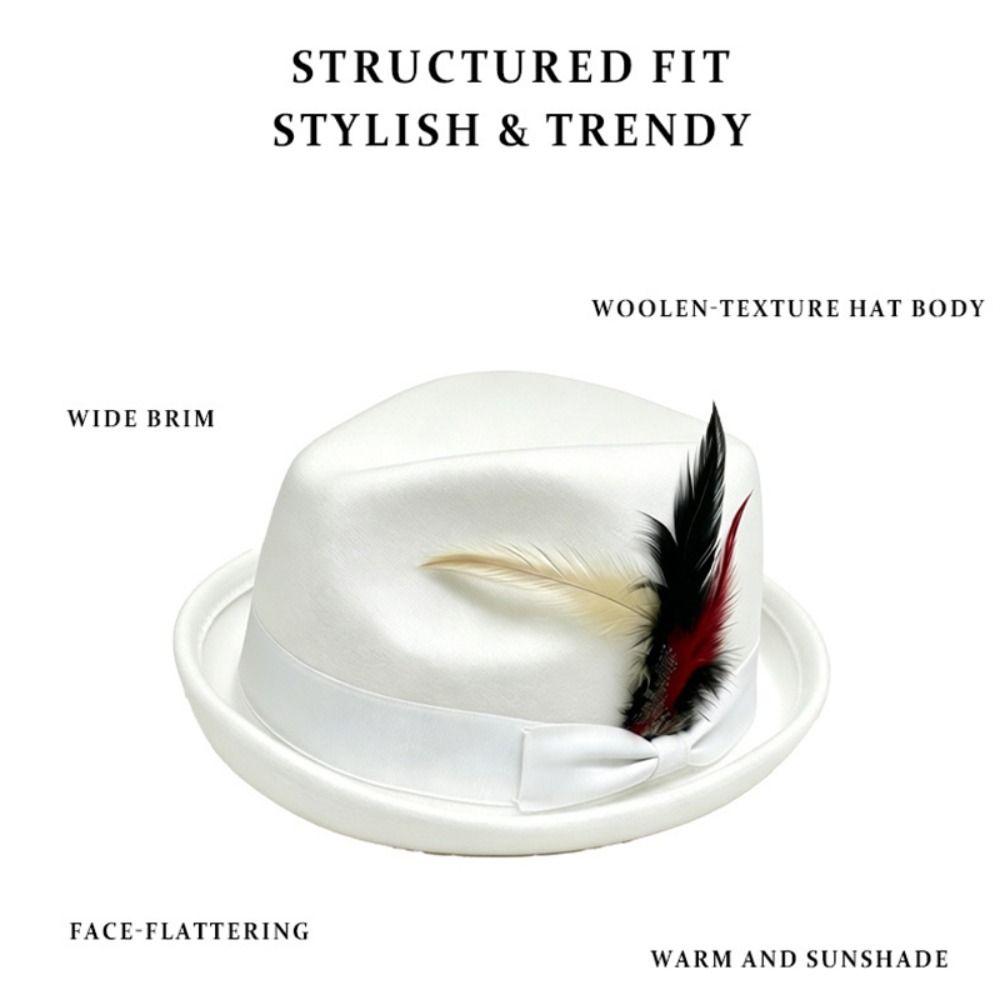 Panama Costume Cosplay Cap Dress Up Bucket Hat Casual Feather Decors Hat Travel