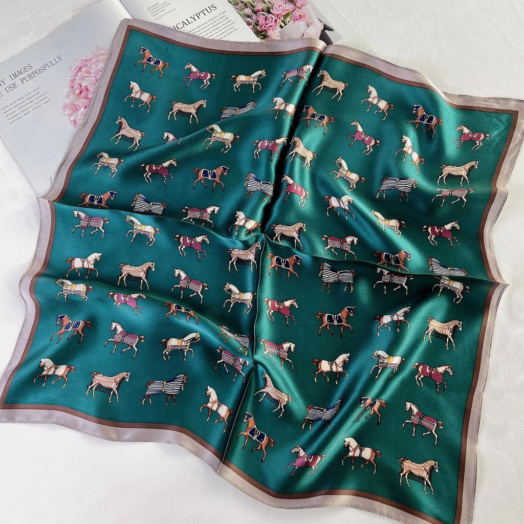 Spring and Autumn New Korean Mulberry Silk Scarf Small Square Scarf Women's Fashion Printing Trend Scarf Silk Long Square Scarf