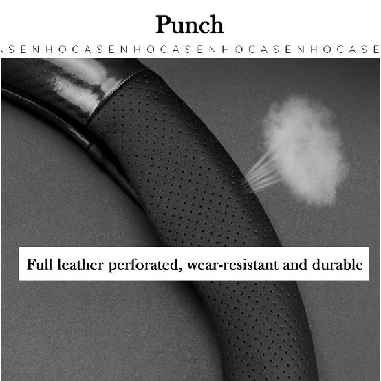 No Smell Thin For Hyundai Genesis Steering Wheel Cover Genuine Leather Carbon Fiber Fit 3.0GDi 3.0 GDi