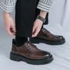 Лидер продаж, мужские кожаные туфли, увеличивающие рост, новый модный стиль, повседневная обувь, черные удобные туфли на шнуровке для мужчин