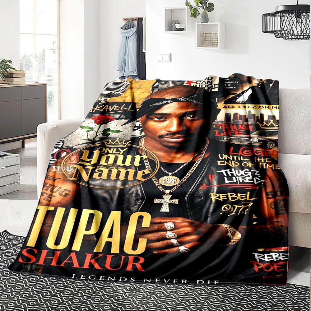 2pac Customize Your Name Blanket Gift Customizable Blanket Ultra-Soft Suitable for Couch Office Nap Living Room Four Seasons Multipurpose