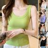 Women Ribbed Cotton Tank Top Seamless Sexy Solid U-Neck Elastic Crop