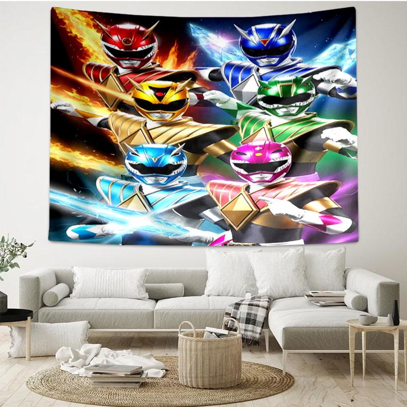 Mighty Morphin Power Rangers Print Tapestry - Portable Wall Decor Cloth, for Home, Dorm, Travel, Bedroom, Living Room - Ideal Birthday Housewarming Gi
