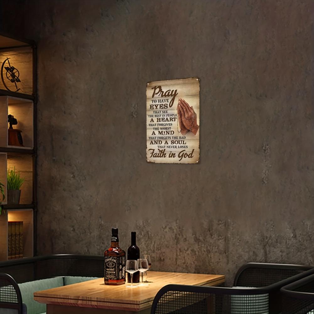 Цельный металлический жестяной знак, молитва Богу, вера в Бога, металлический плакат, кафе, бар, пивной клуб, настенный декор для дома, дизайн 8x12 дюймов