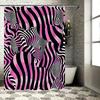 Черная розовая полосатая шторка для душа зебра для декора ванной комнаты полиэфирная ткань с кольцами держатель набор (L)