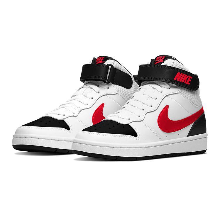 Nike Кроссовки Court Borough Mid 2 GS Белый Черный Университетский Красный CD7782-110