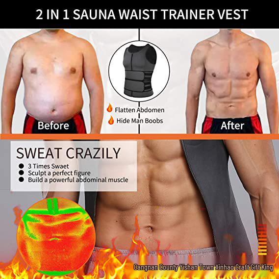 Men's Neoprene Sauna Zipper Waist Trainer Vest and Body Shaper Trimmer