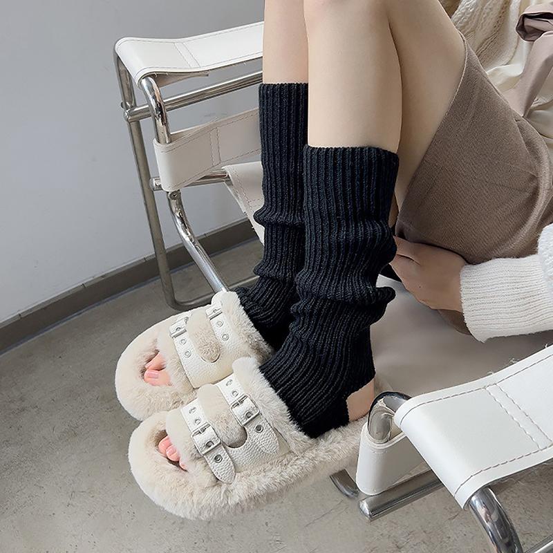 Y2K Winter Leg Warmers Fluffy Goth Accessories Gothic Lolita Knit Long Socks Women Legs Warmers Lady Sock Gothic Stylish Legging