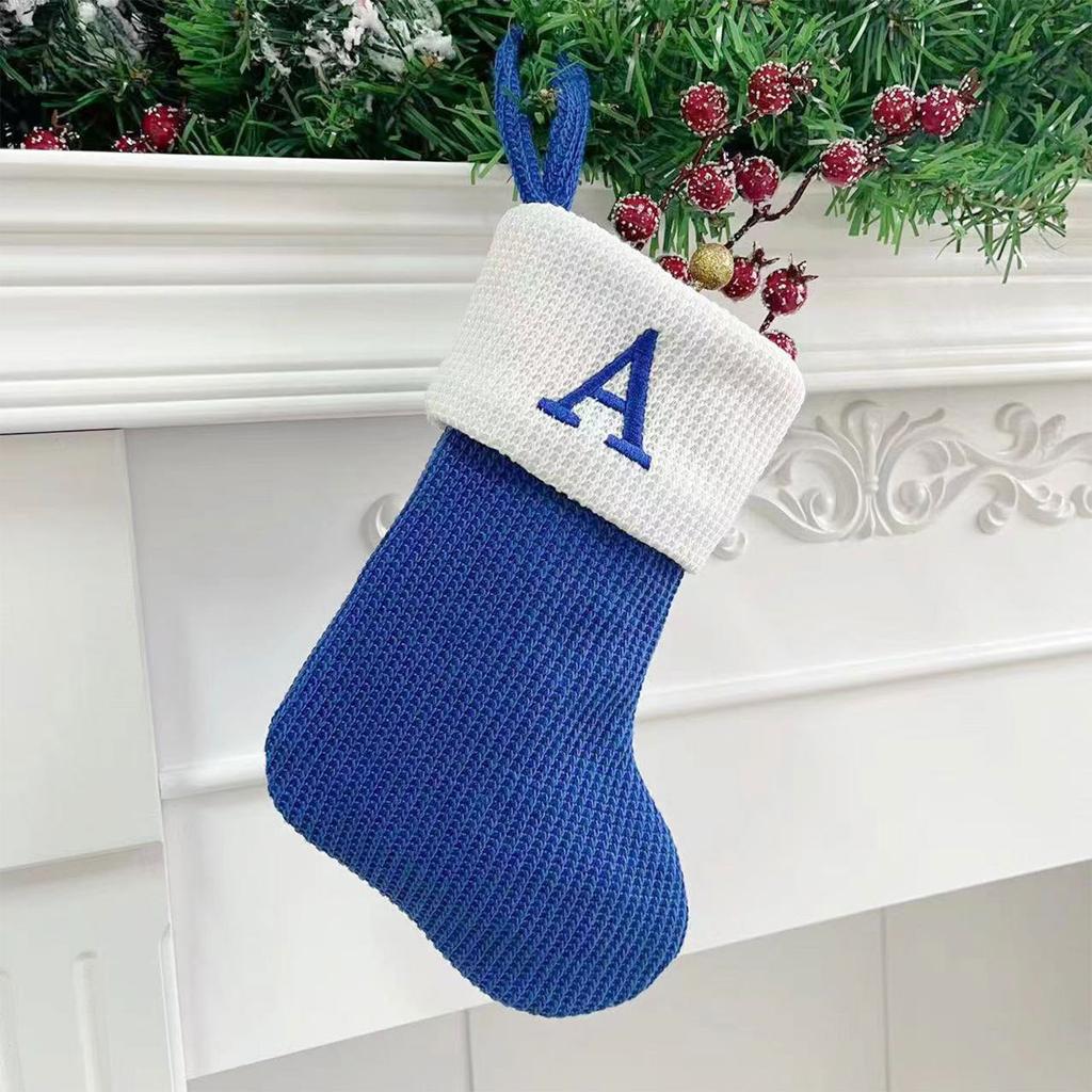 Christmas Stockings Small Embroidered Letter Knitted Xmas Hanging Stocking Decorations Christmas Party Decor