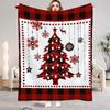 Рождественский плед Мягкий клетчатый Олень Елка Снежинка Принт Фланелевый плед Все сезоны для дивана Кровать Комнатный декор