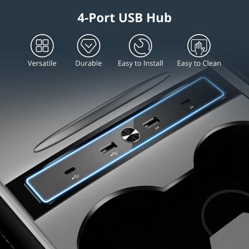 For Tesla Model 3 Y 2026-2026 27W Quick Charger USB Splitter Hub Intelligent Docking Station Powered Extension Fast Charging