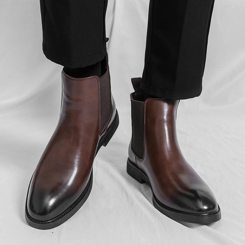 Business and Casual Men's Leather Shoes Classic Gentleman Elegant Style Office and Formal Work Outdoor Fashion Short Boots