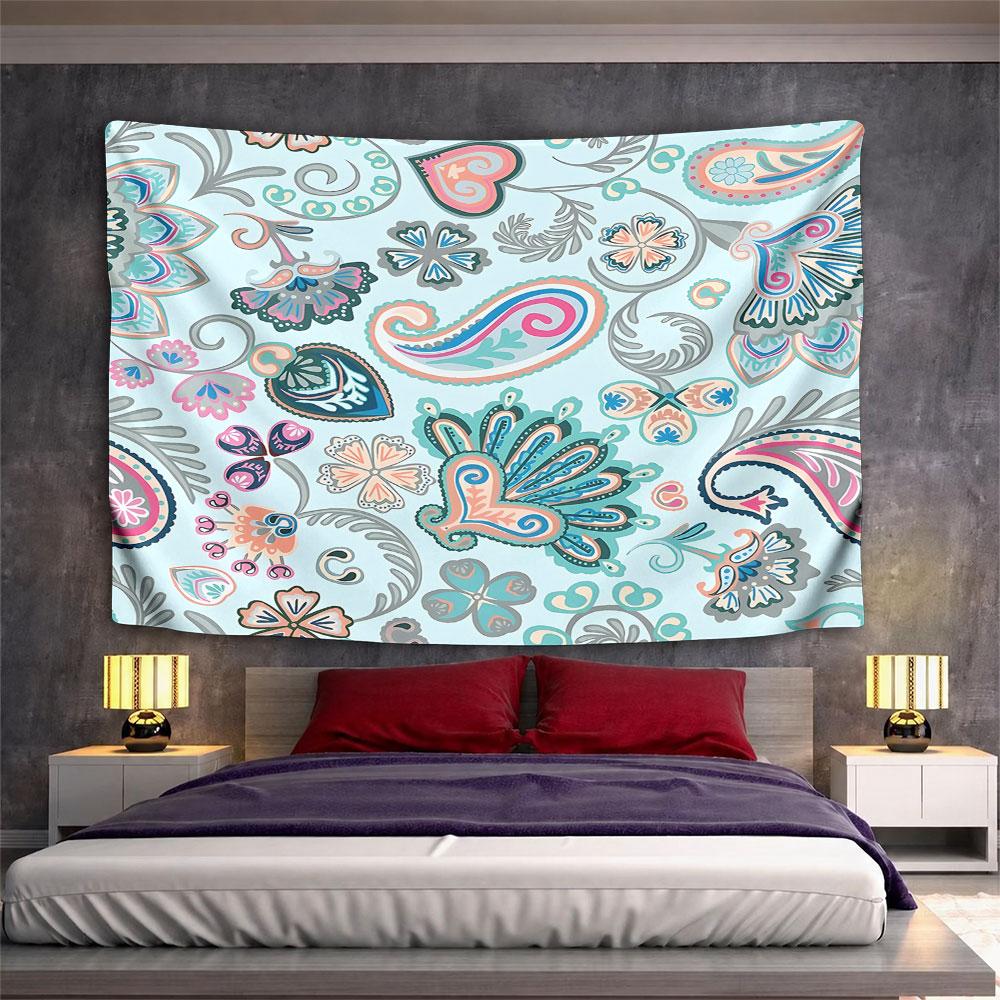 Floral Paisley Pattern in Pastel Colors Pattern Wall Hanging Tapestry Decorative Tapestry Home Decor for Bedroom and Living Room