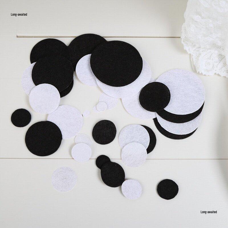 1mm Thick Black & White Non-Woven Round Gaskets for DIY Jewelry & Hair Accessories, 1.0-10cm