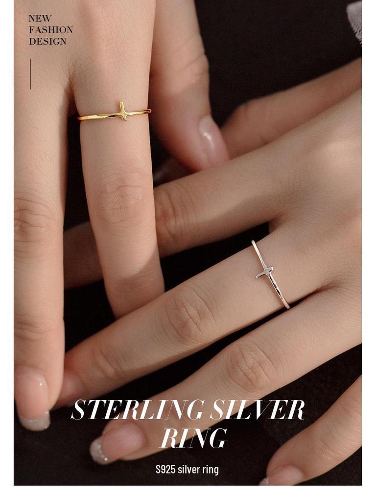 Banyan Tree S925 Silver Adjustable Japanese Cross Ring for Women